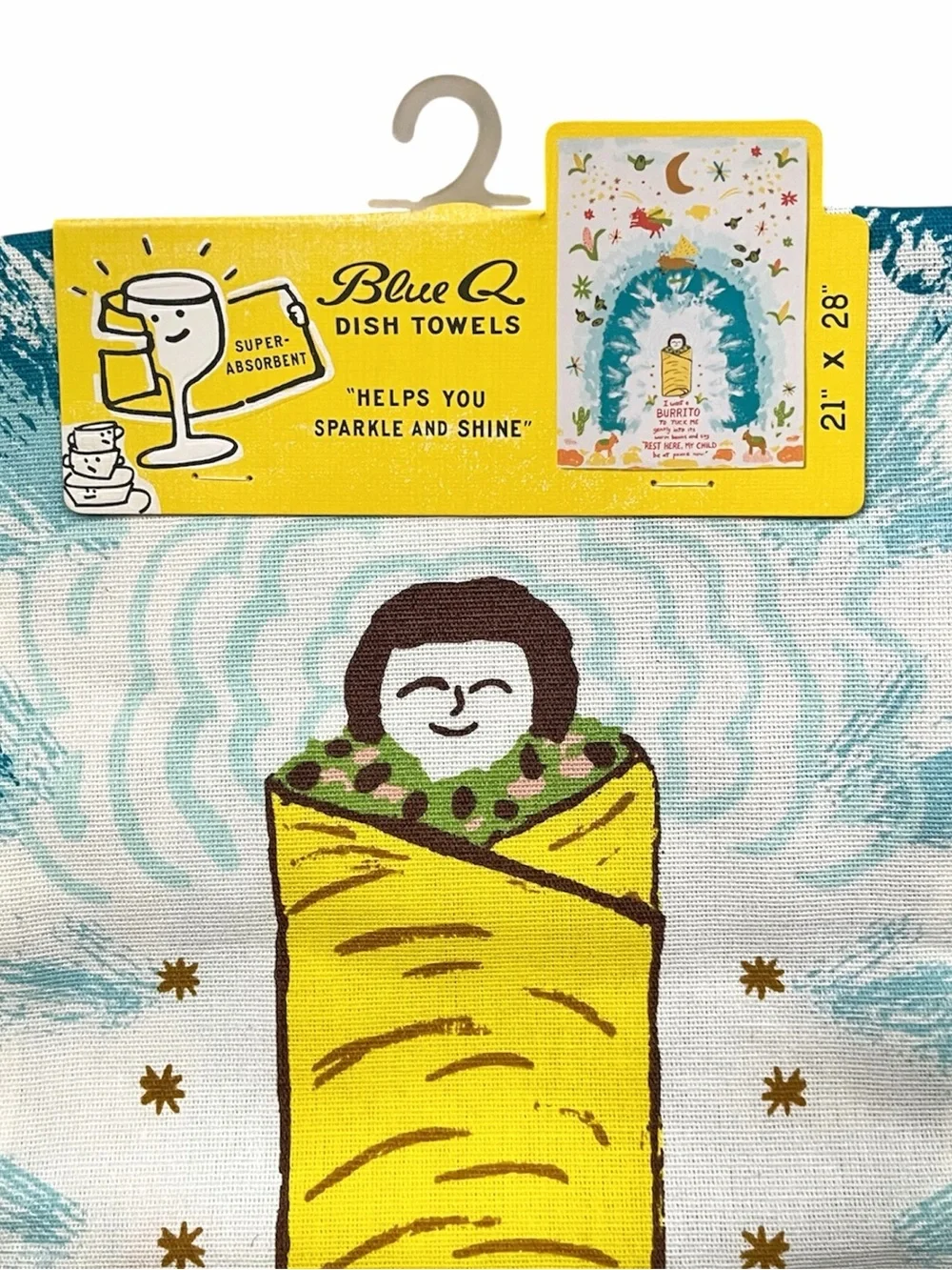 NWT Blue Q “I Want a Burrito” Illustrated Tea Towel - 100% Cotton